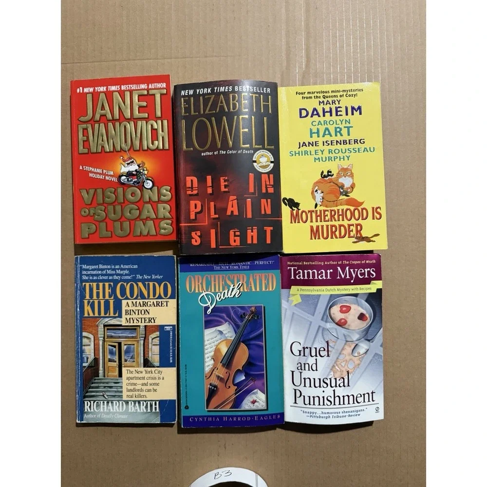Lot of 10 random‎ murder mystery novel paperback books, various authors B2